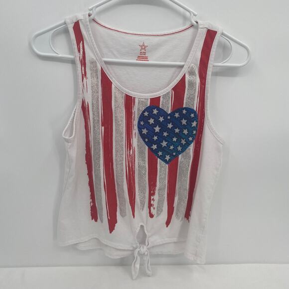Celebrate Girls Patriotic 4th of July Independence Day Tank Star Heart Flag XL - Picture 1 of 5